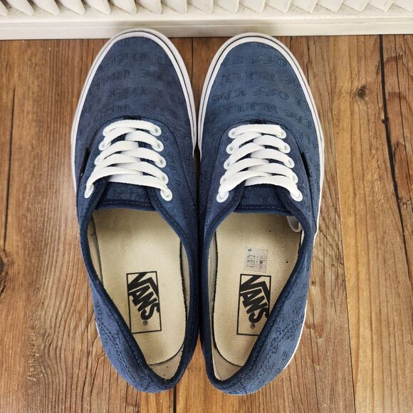Vans Authentic Deboss Mens Size 9.5 Blue Suede Off The Wall Skate Sneakers Shoes main image 9